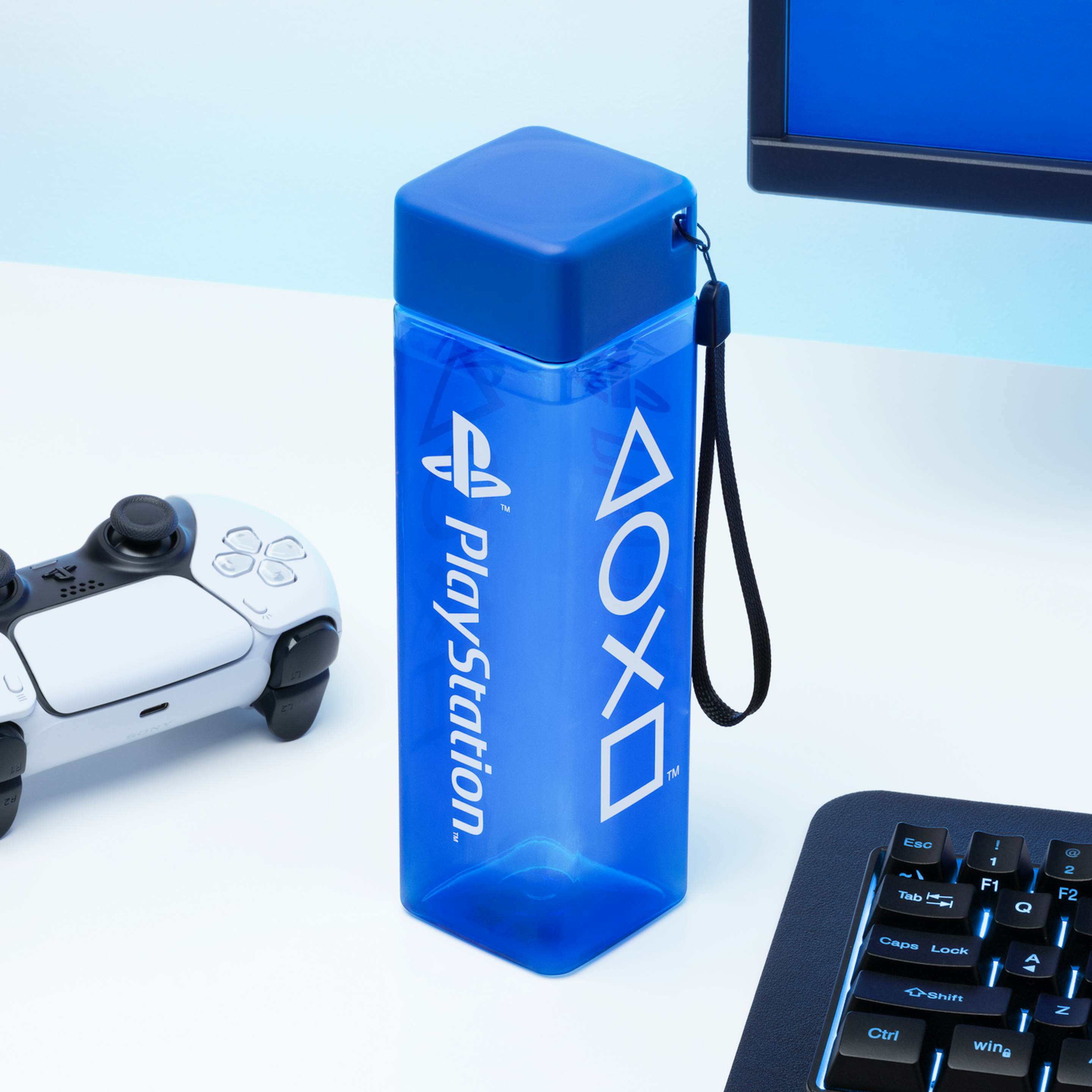 Playstation Square Travel Plastic Water Bottle With Wrist Strap