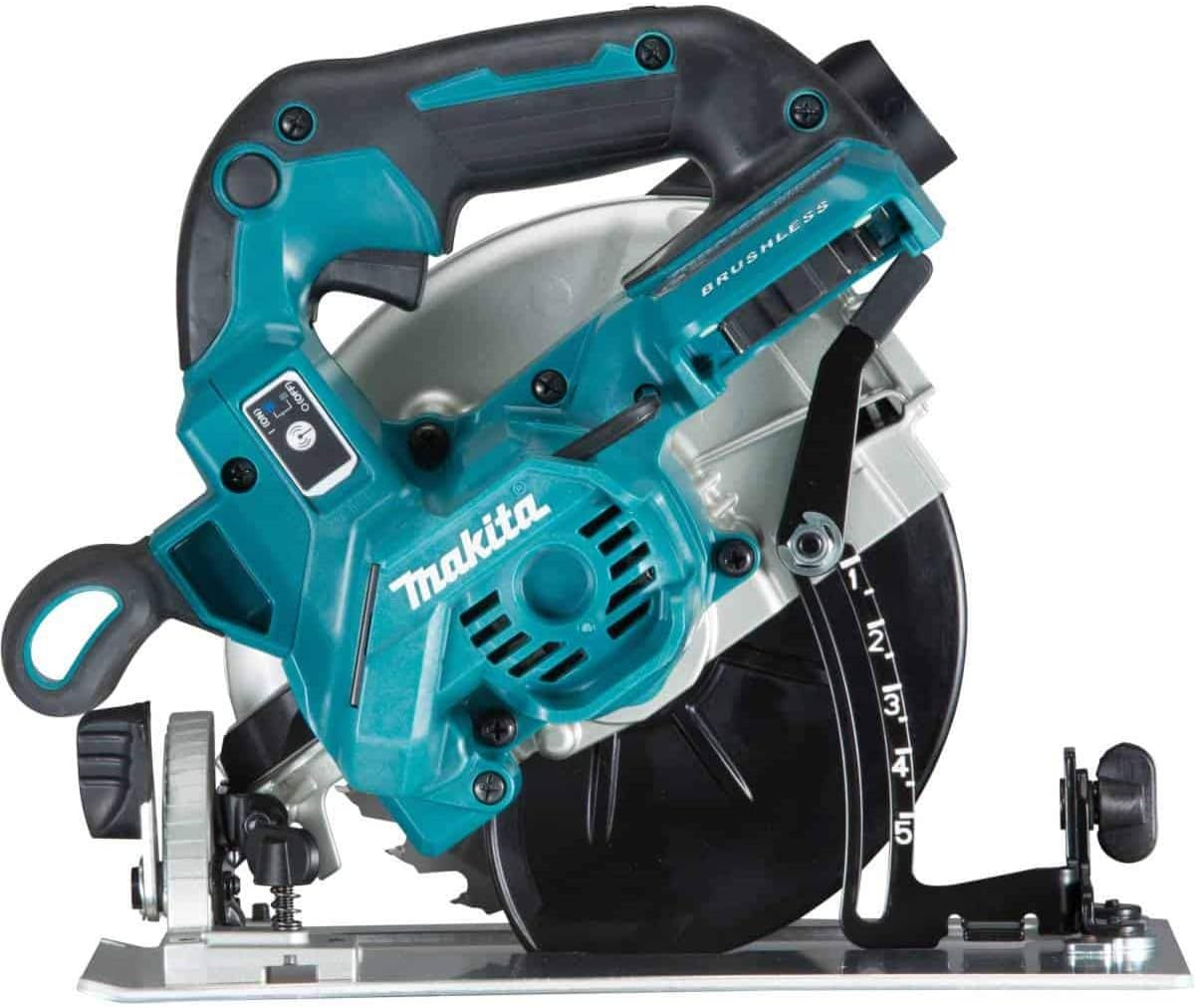 Makita DHS661ZU 18V Li-Ion LXT Brushless 165mm Circular Saw - Compact and powerful saw with brushless motor for impressive runtime. Features Auto-start Wireless System (AWS) for on-demand dust extraction. Automatic Torque Drive Technology (ADT) provides optimal cutting speed. Includes LED job light, soft start, and bevel cutting capacity. Lightweight design with improved blade tip visibility. Ideal for a wide range of trades. Voltage: 18V. Blade Diameter: 165mm. Max Cutting Capacity at 0°: 57mm. Net Weight: