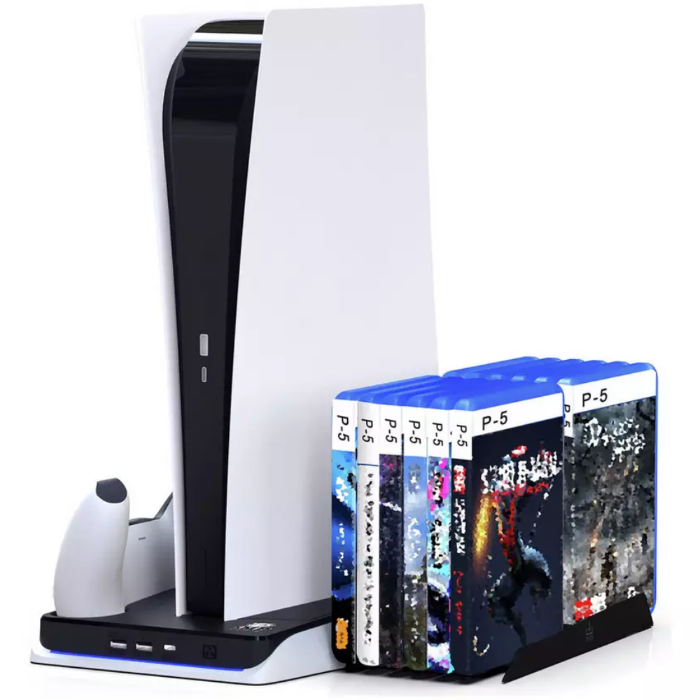 DLX Twin Charging Tower With Cooling Fans & Game Storage PS5
