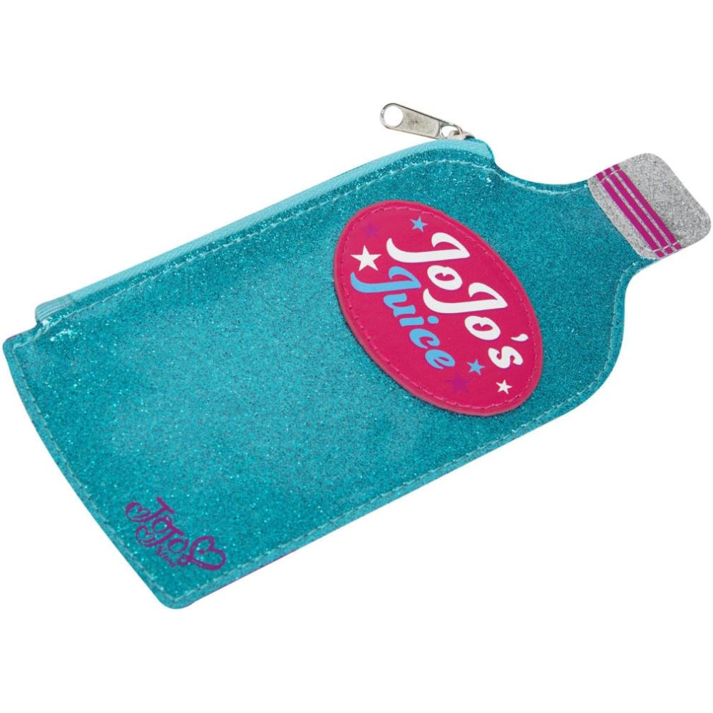 JoJo Siwa Girls Flat Zip Coin Purse - Glitter Turquoise