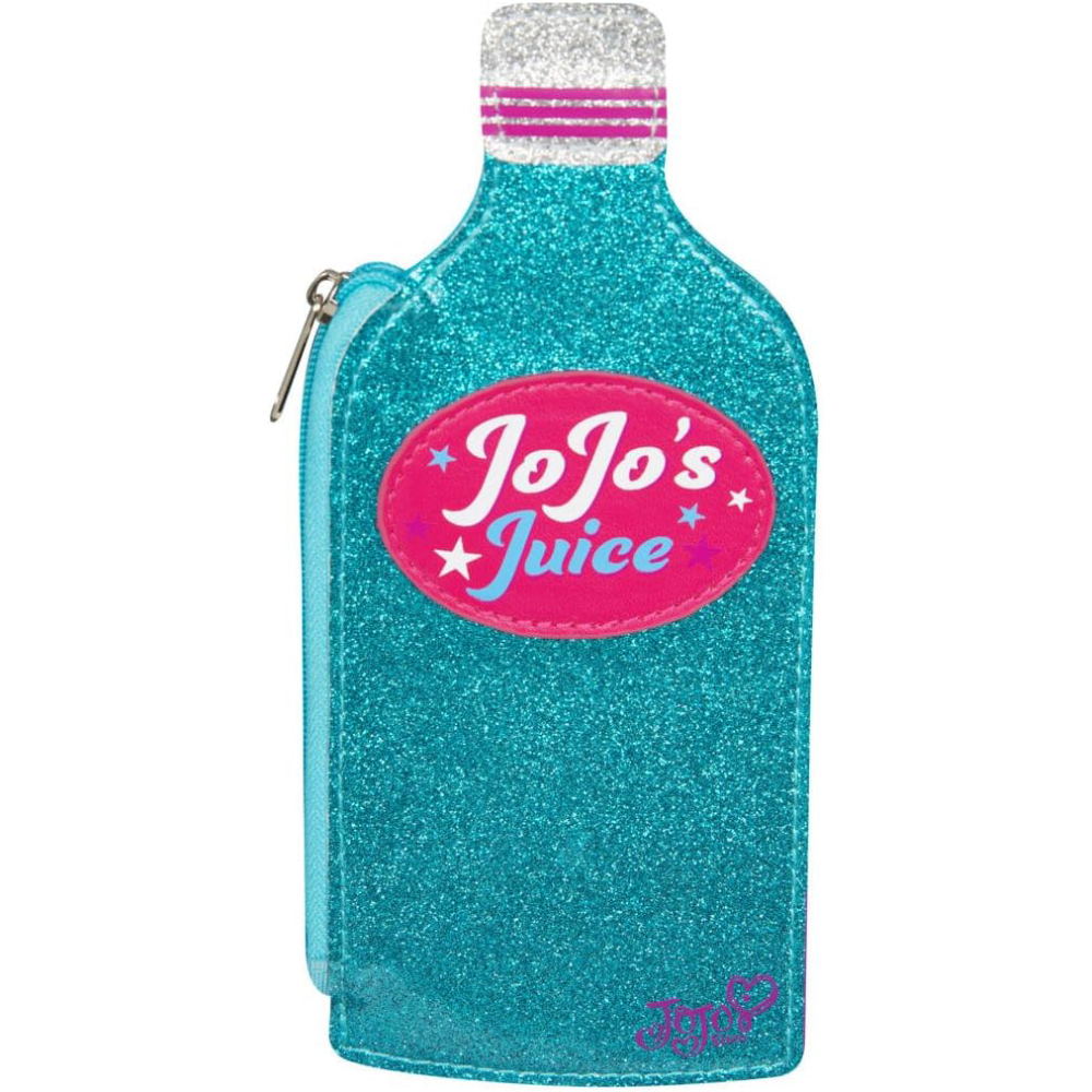 JoJo Siwa Girls Flat Zip Coin Purse - Glitter Turquoise