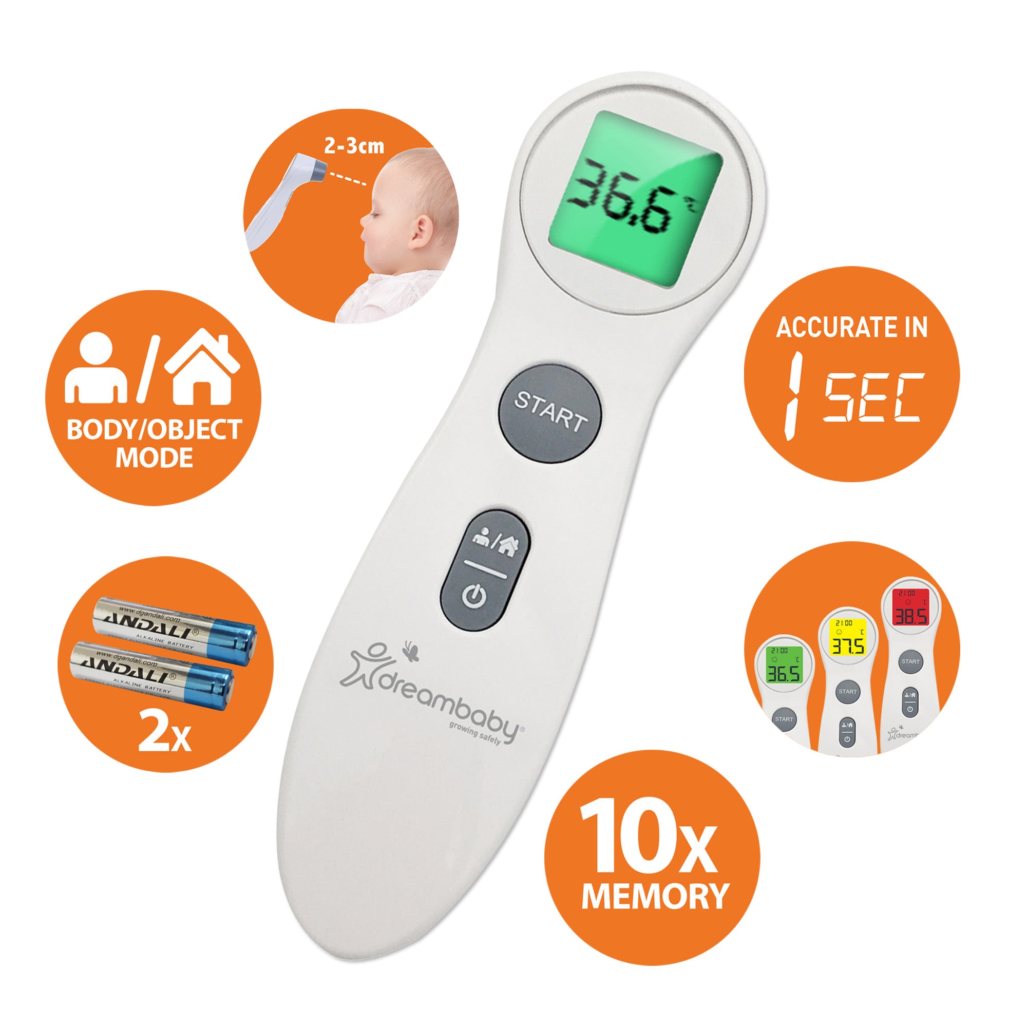 Dreambaby Non-Contact Fever Alert Infrared Forehead Thermometer
