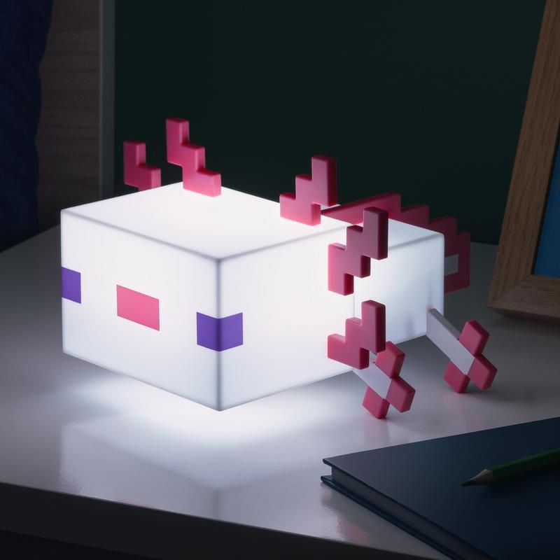 Paladone Axolotl Minecraft Light - A charming aquatic creature-inspired light for Minecraft enthusiasts. Provides soft and comforting illumination, perfect for gamers and fans. Illuminate your space with game-inspired fun.