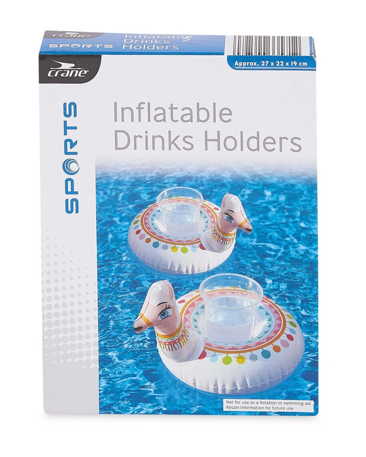 Crane Llama Drinks Holder 2 Pack - Keep your drinks cool in the pool with these fun and colorful inflatable holders. Perfect for your pool or summer party. Dimensions: 27 x 22 x 19cm. Made of PVC vinyl. Pack Size: 2.