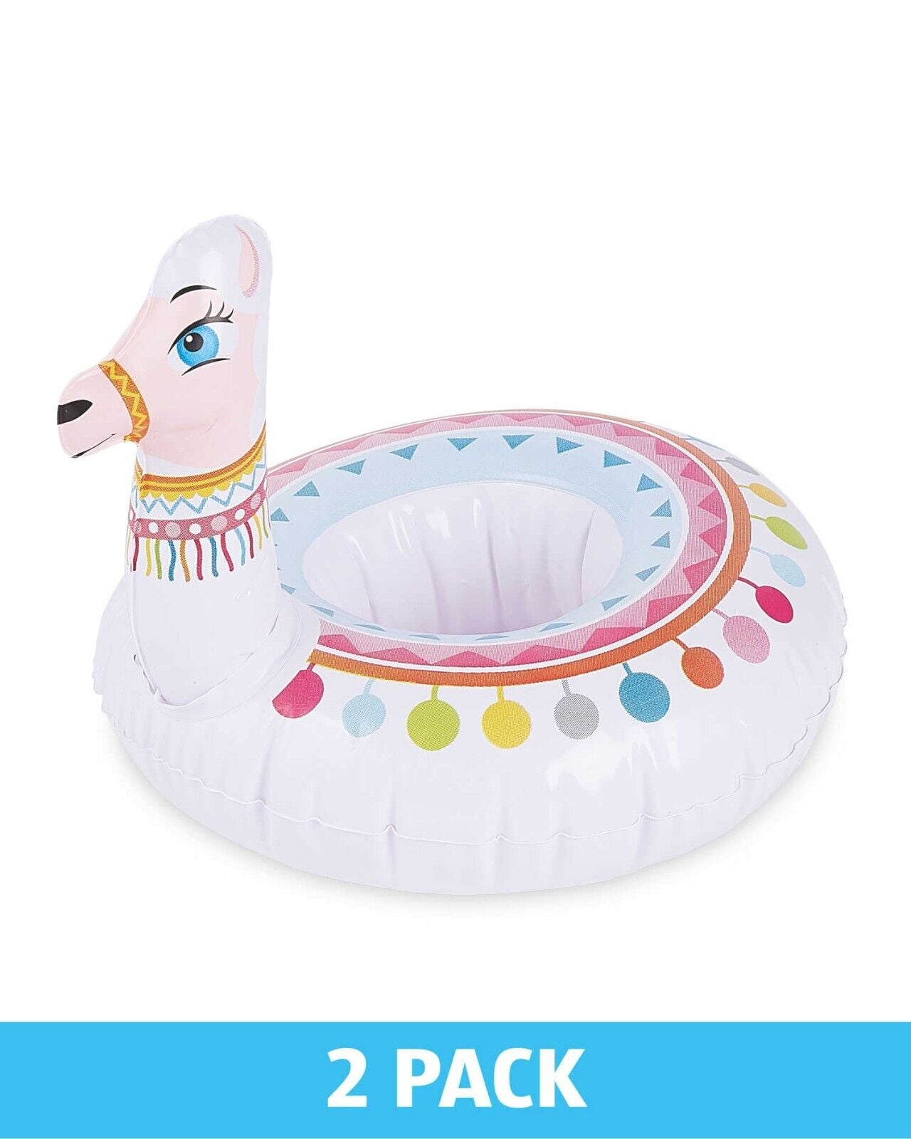 Crane Llama Drinks Holder 2 Pack - Keep your drinks cool in the pool with these fun and colorful inflatable holders. Perfect for your pool or summer party. Dimensions: 27 x 22 x 19cm. Material: PVC vinyl. Pack Size: 2.