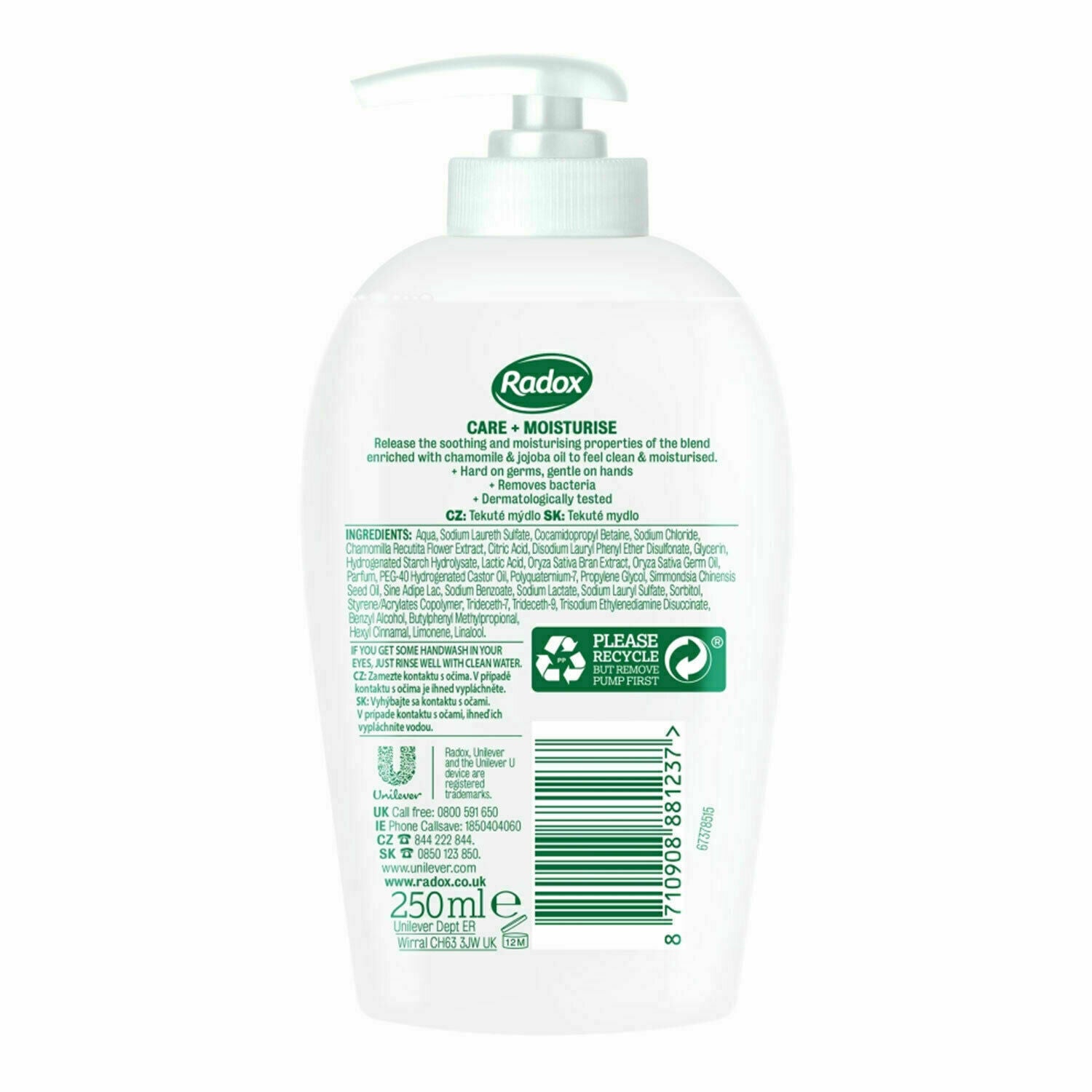 Radox Moisturising Anti-Bacterial Handwash Chamomile Jojoba Oil Scent 250 ml