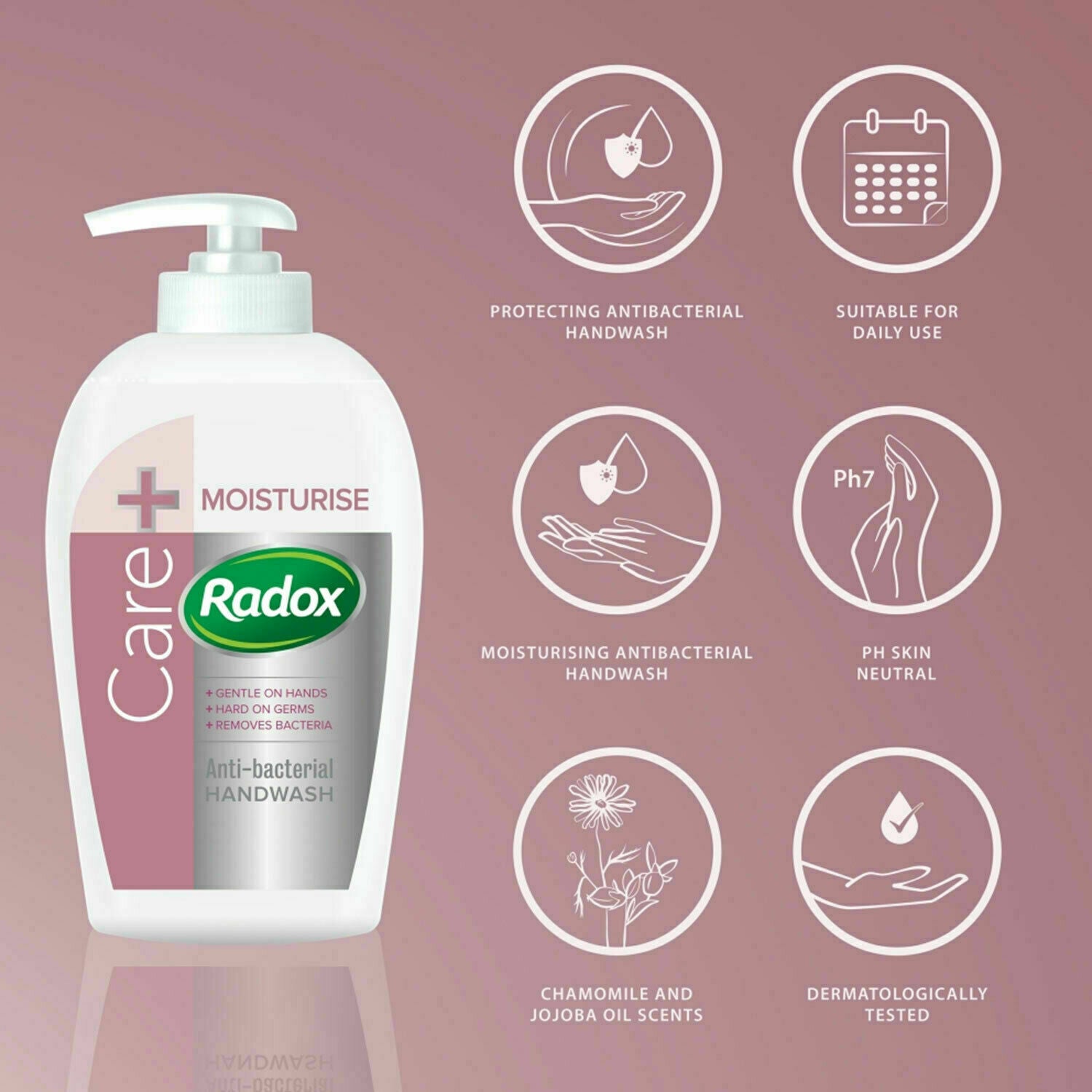 Radox Moisturising Anti-Bacterial Handwash Chamomile Jojoba Oil Scent 250 ml