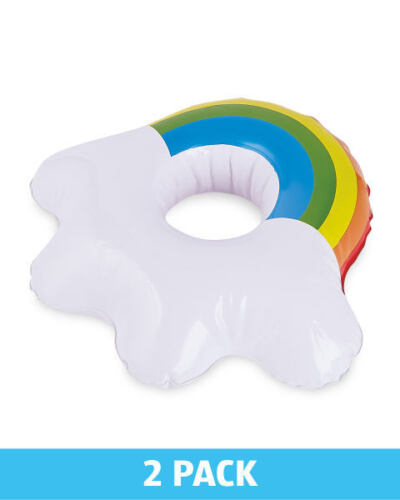Crane Rainbow Drinks Holder 2 Pack - Keep your drinks cool in the pool with these fun and colorful inflatable holders. Perfect for pool parties and summer gatherings. Dimensions: 26 x 25 x 9cm. Material: PVC vinyl. Pack Size: 2.