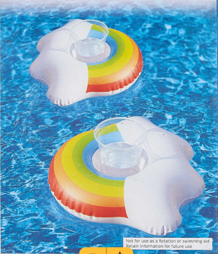Crane Rainbow Drinks Holder 2 Pack - Keep your drinks cool in the pool with these inflatable holders. Perfect for pool parties, these fun and colorful accessories are made of PVC vinyl and come in a pack of 2. Dimensions: 26 x 25 x 9cm (approx.).