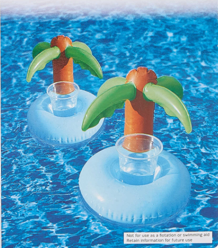 Crane Palm Tree Drinks Holder 2 Pack - Keep your drinks cool in the pool with these inflatable holders. Perfect for pool parties and summer fun. Features a fun, colorful design. Dimensions: 31 x 21 x 21cm. Made of PVC vinyl. Pack of 2.