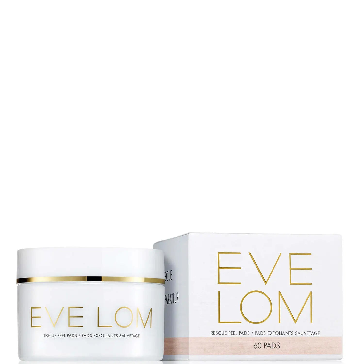 Eve Lom Rescue Peel Pads (60 Pads) - Exfoliating and Resurfacing Treatment with BHA, PHA, and AHA Acids. Reveals smoother, brighter, and revitalized complexion. Contains Glycolic Acid, Multi-Fruit Acid Complex, Lactic Acid, Salicylic Acid, Marshmallow, and Vitamin B3. 100% Biodegradable materials for a thorough cleanse. Paraben, Phthalate, Sulphate, and Cruelty-free. Key benefits include decongesting pores, gentle exfoliation, preserving skin moisture, soothing and calming effect, and increased hydration le