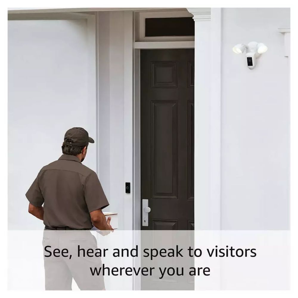 Ring Floodlight Wired Plus Cam Security Camera- White