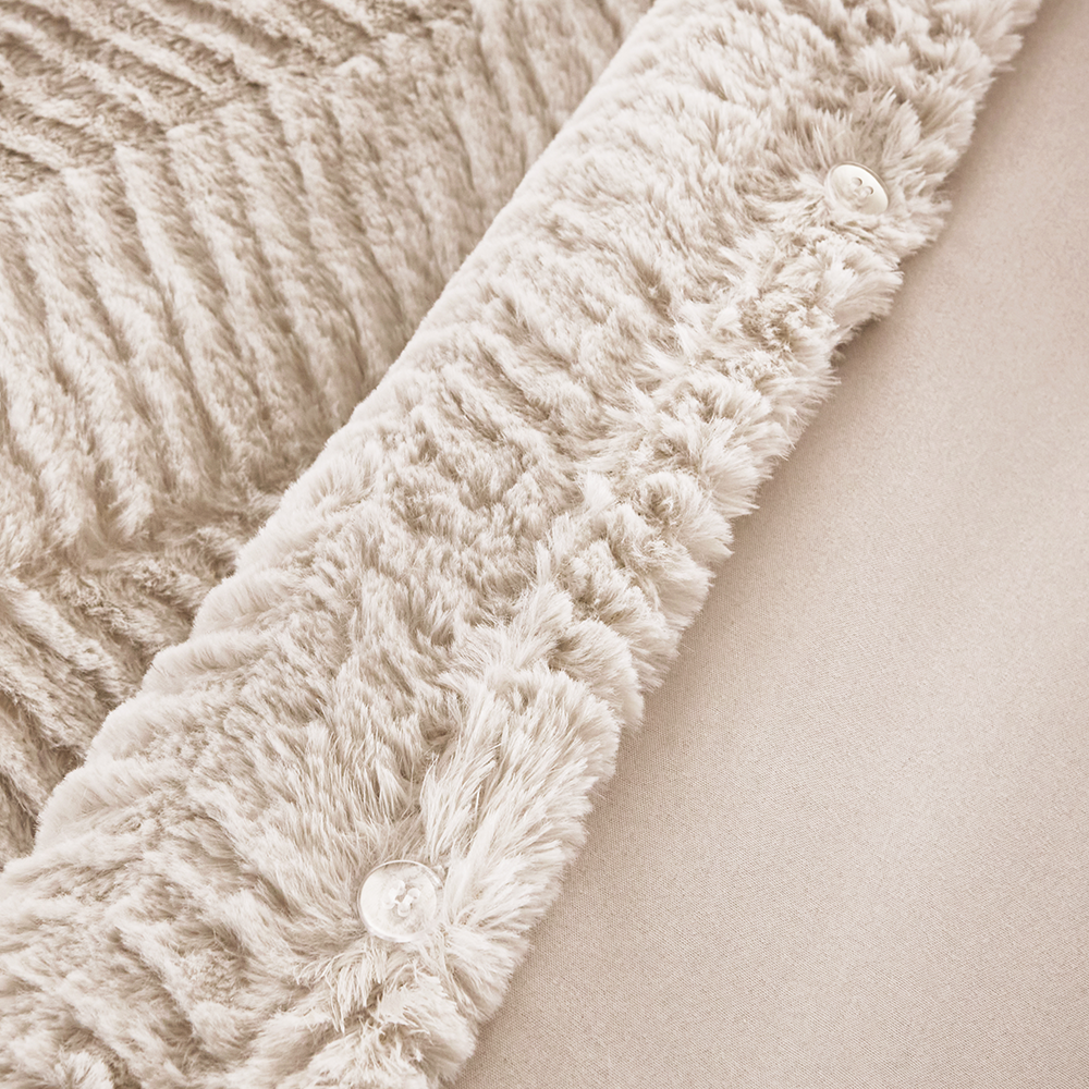 Silentnight Faux Fur Double Duvet Set - Cream