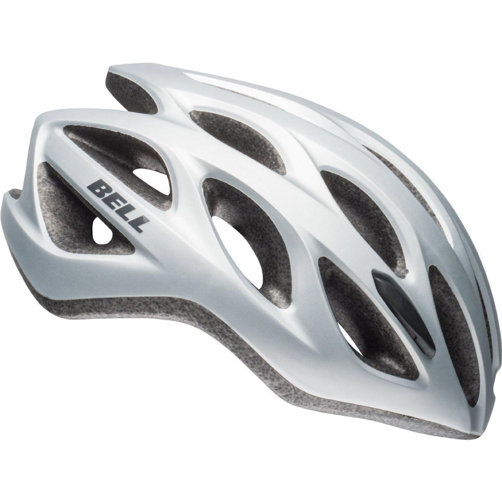 Bell Tracker R Universal Adult Bike Helmet with In-Mold shell, extended coverage, removable visor, Ergo Fit system, No-Twist Tri-Glides for easy adjustment. Universal size 54-61cm, Fusion In-Mold polycarbonate shell, 25 vents, CE EN1078 certified, 289g.