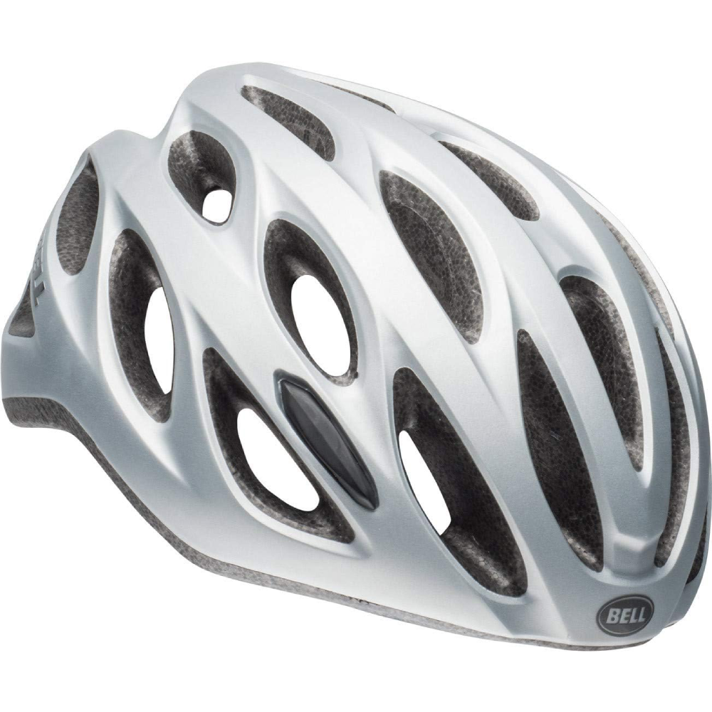 Bell Tracker R Universal Adult Bike Helmet with In-Mold shell, extended coverage, removable visor, Ergo Fit system, No-Twist Tri-Glides for easy adjustment. Tough, sleek design with 25 vents, CE EN1078 certified, 289g weight. Universal size 54-61cm.