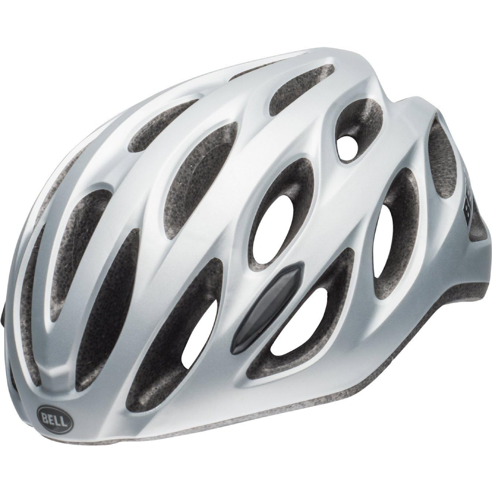 Bell Tracker R Universal Adult Bike Helmet with tough In-Mold shell, extended coverage, and removable visor. Features Ergo Fit system for easy adjustments, No-Twist Tri-Glides, and CE EN1078 certification. Universal size 54-61cm, Fusion In-Mold polycarbonate shell, 25 vents, and lightweight at 289g.