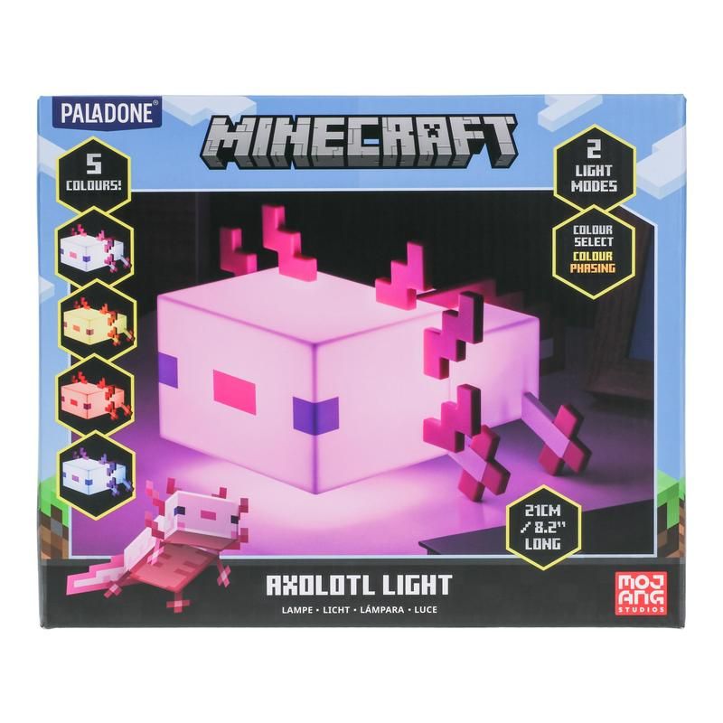 Paladone Axolotl Minecraft Light: A charming aquatic creature-inspired light for Minecraft enthusiasts, providing soft and comforting illumination. Perfect gaming decor for Minecraft players and fans. Illuminate your space with game-inspired fun.