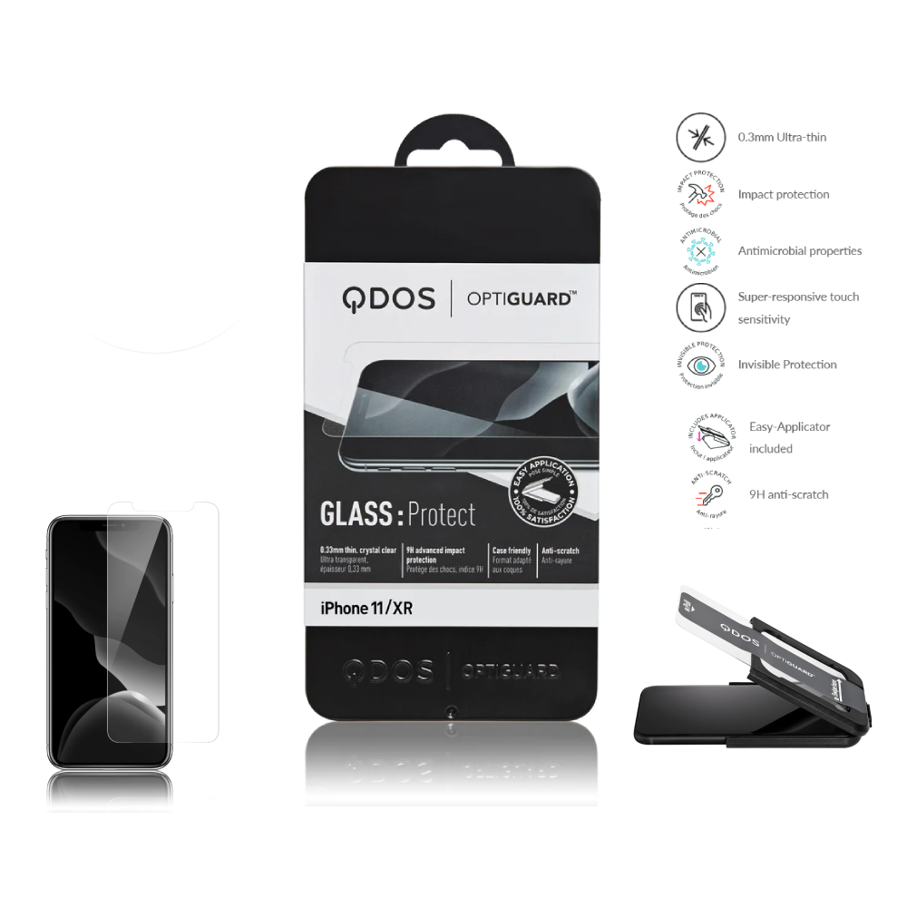 QDOS Tempered Glass Screen Protector For iPhone 11 / XR OptiGuard