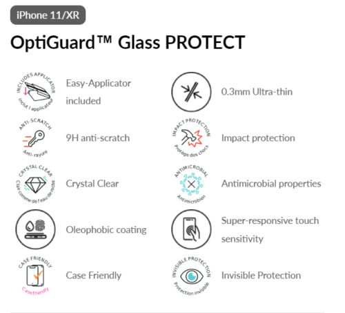 QDOS Tempered Glass Screen Protector For iPhone 11 / XR OptiGuard