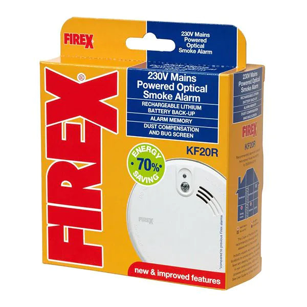 Kidde KF20R Mains Powered Optical Smoke Alarm With Rechargeable Back-Up Battery