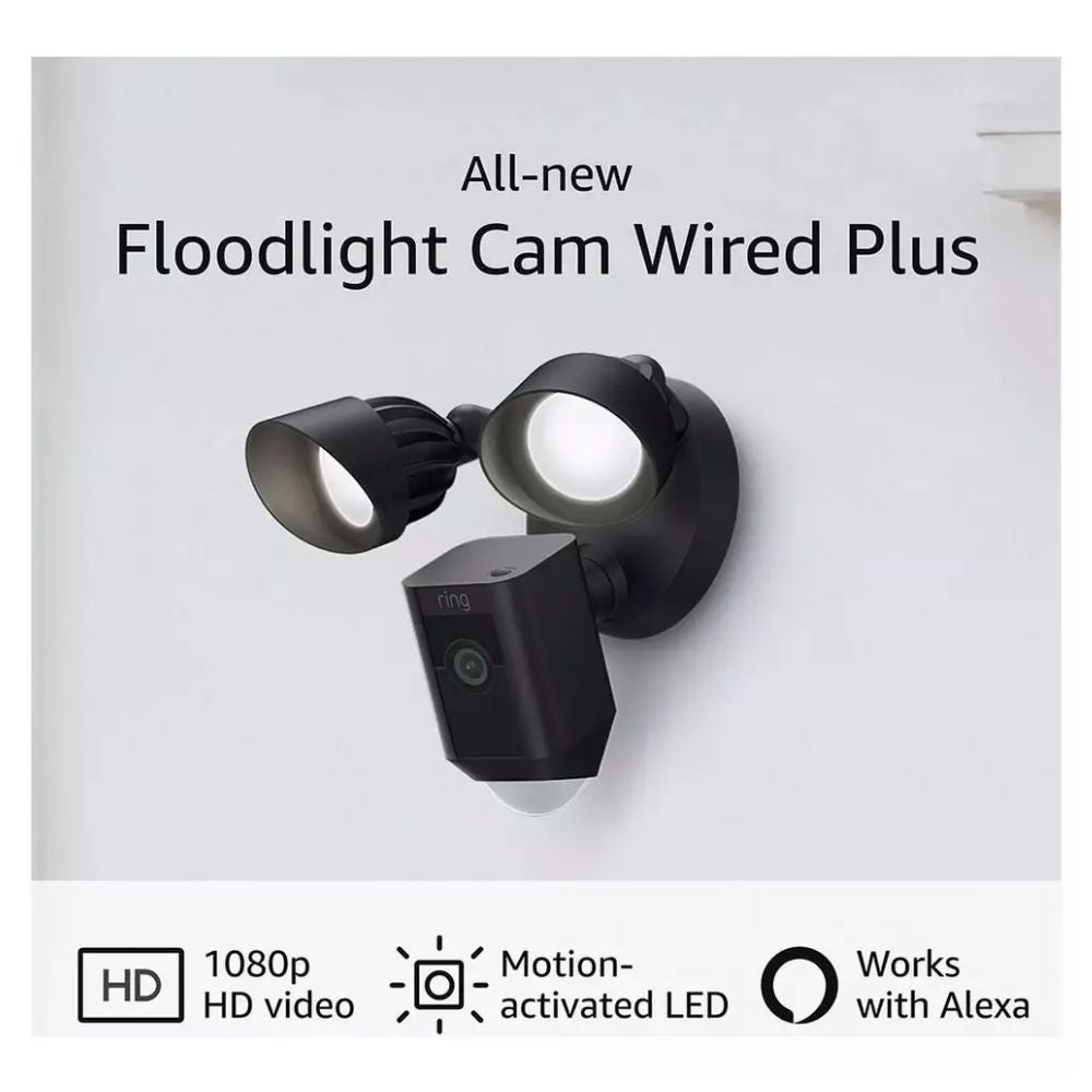 Ring Floodlight Wired Plus Cam Security Camera - Black