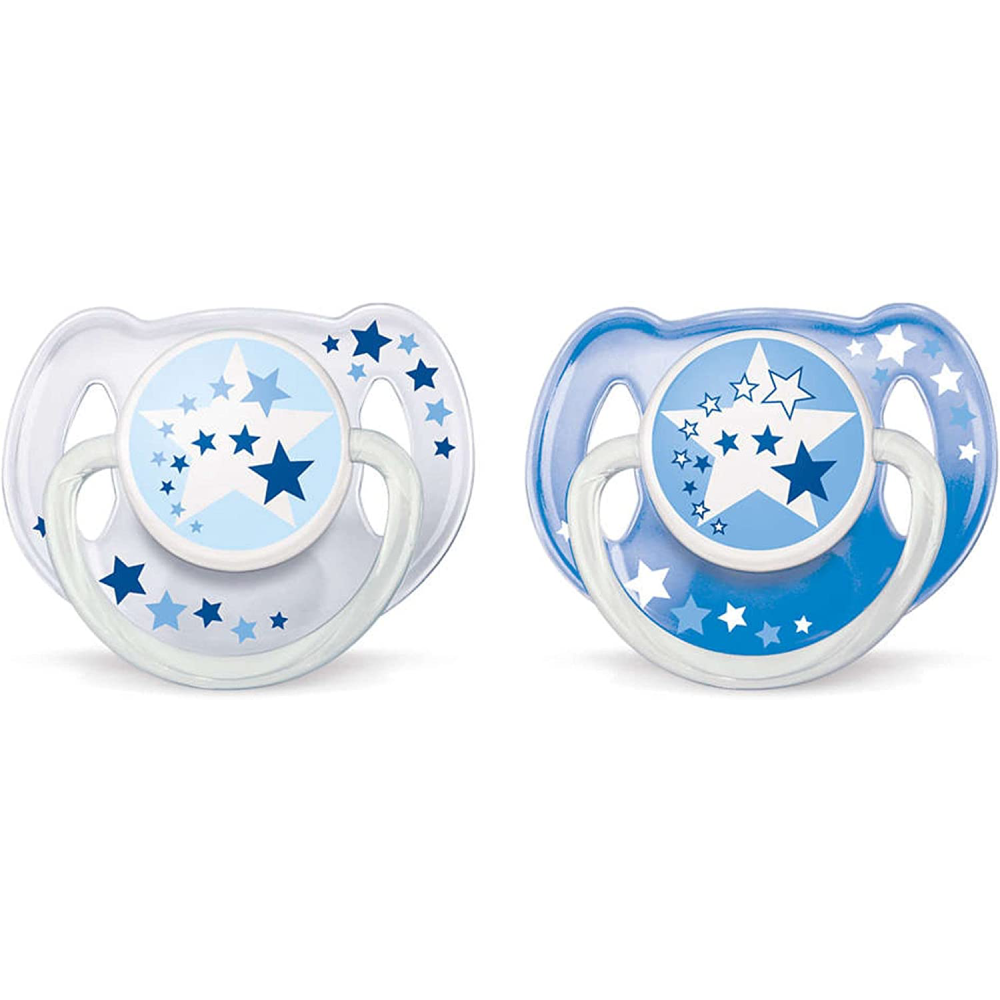 Philips AVENT SCF176/22 BPA-Free Glow in the Dark Night-Time Soothers (6-18 Months) Blue -  2 Pack