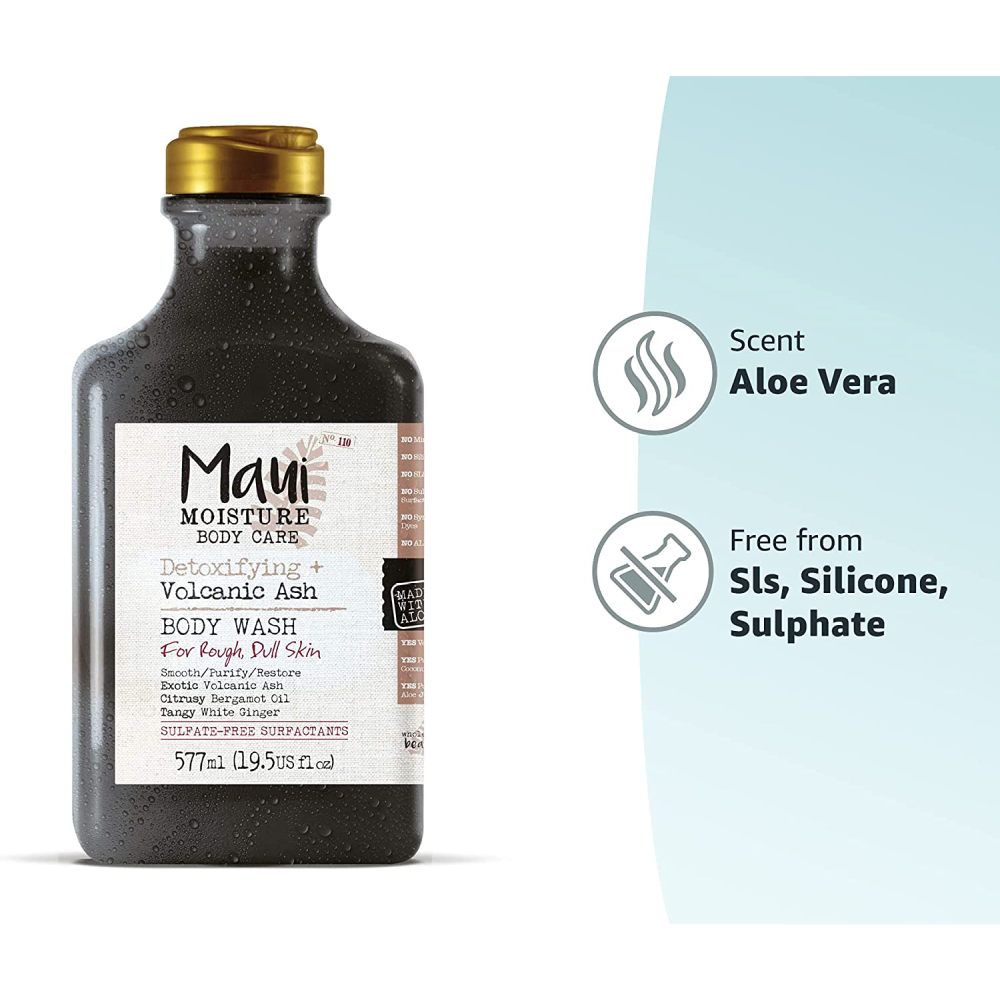 Maui Moisture Vegan Volcanic Ash and Aloe Vera Body Wash, 577 ml