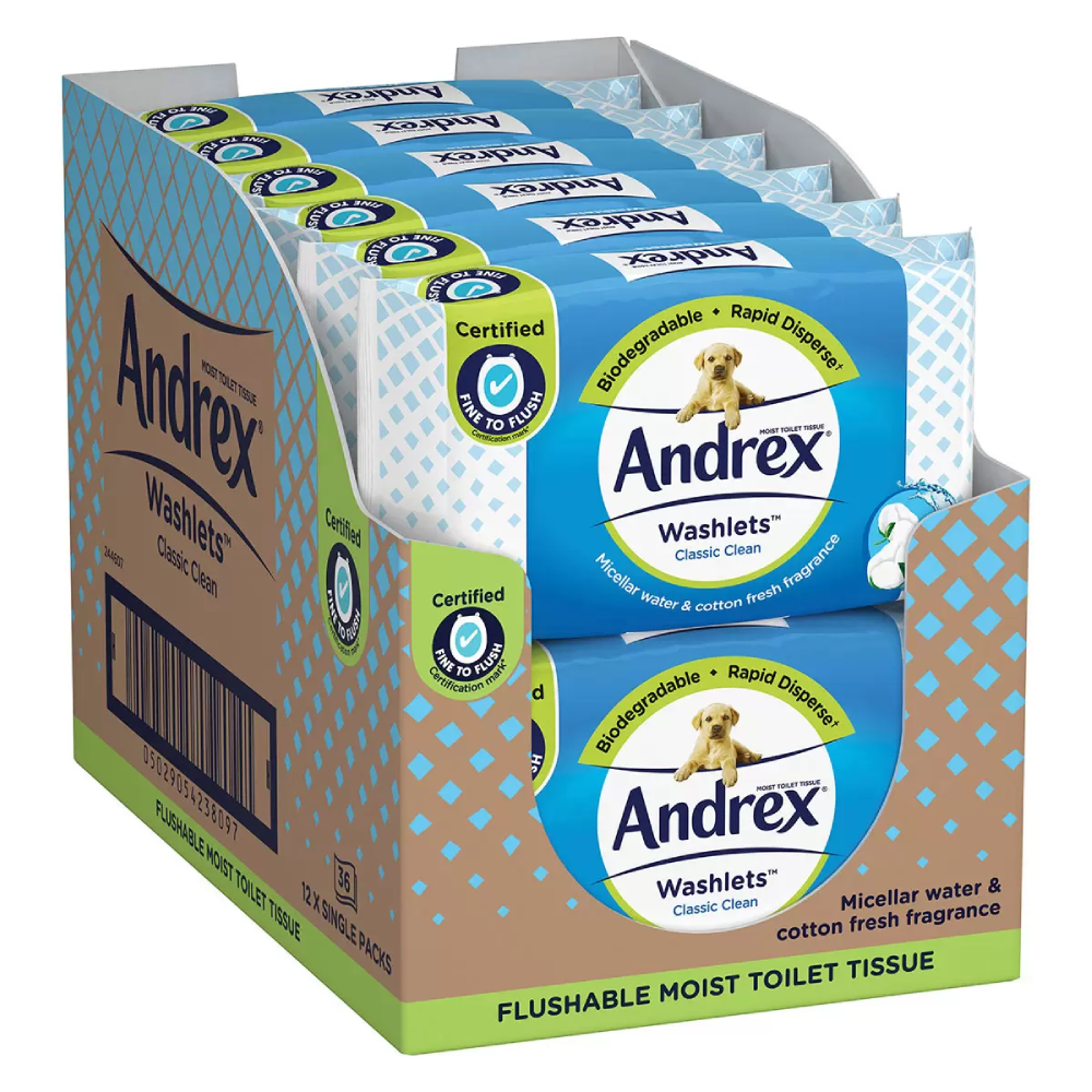 Andrex Classic Clean Washlets - 12 Packs (480 tissues)