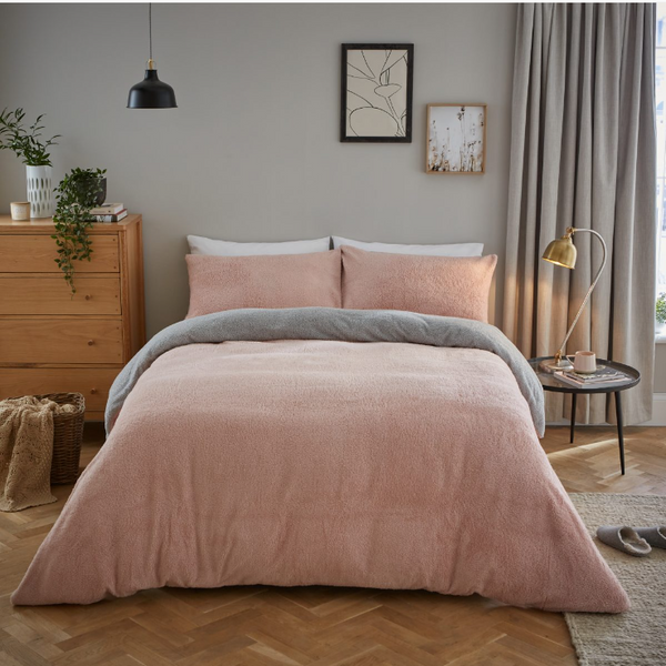 Buy Silentnight Teddy Fleece Reversible Double Duvet Set Silver